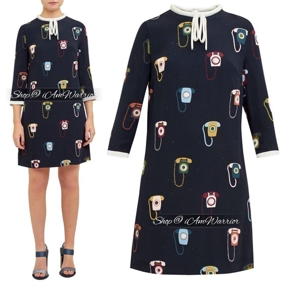 Ted Baker RARE mod telephone print shift dress *shop@iamwarrior - Picture 1 of 14